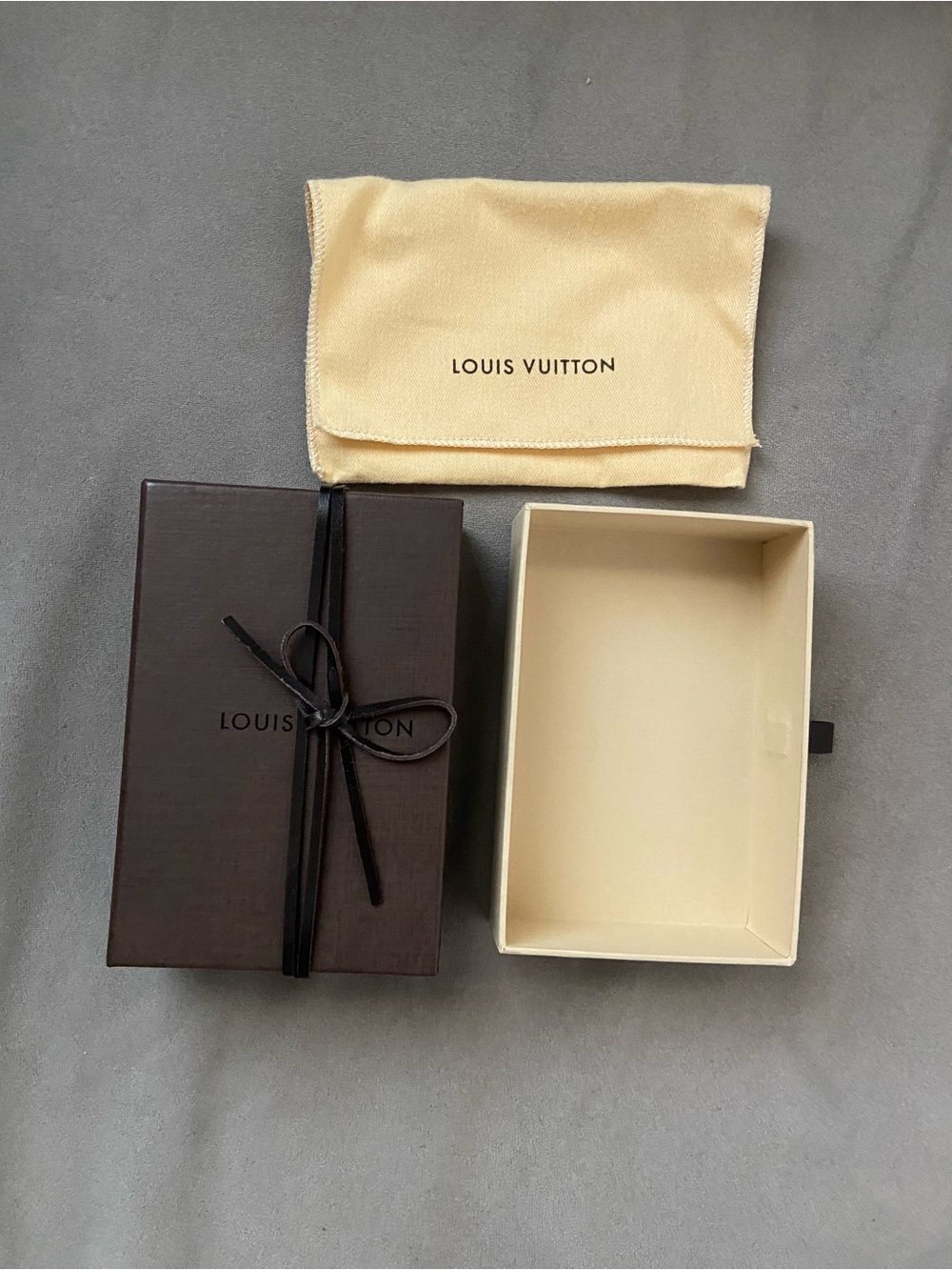 Louis Vuitton box dust bag bow